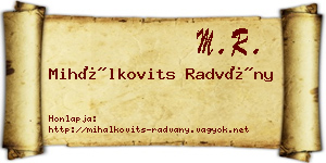Mihálkovits Radvány névjegykártya